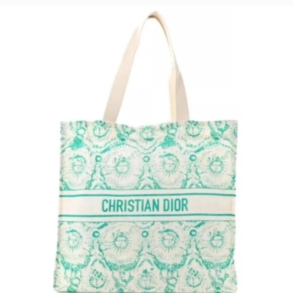 Dior Turquoise and Cream Tote Bag